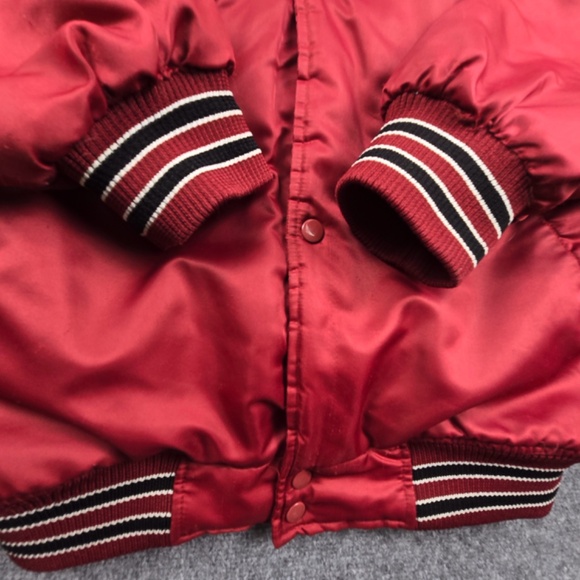 VTG Sooners Oklahoma University Bomber Jacket Mens M Crimson Red Xtreme Fanz - Picture 4 of 10